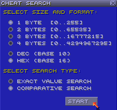 The ZSNES cheats searcher